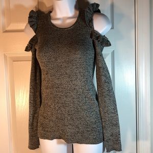New! IZ Byer Marled Heather Grey Sweater Size S